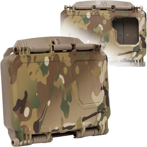 Thyrm DarkVault Comms 2.0 Critical Gear Case with Patch Panels, Integrated Phone Clamp, Viewing Window, for Chest Rig Compatible with Smartphones, Made in USA (Tan Front/FDE Back, Large) in Saudi Arabia