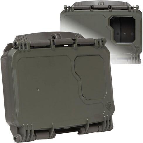 Thyrm DarkVault Comms 2.0 Critical Gear Case with Patch Panels, Integrated Phone Clamp, Viewing Window, for Chest Rig Compatible with Smartphones, Made in USA (Tan Front/FDE Back, Large) in Saudi Arabia