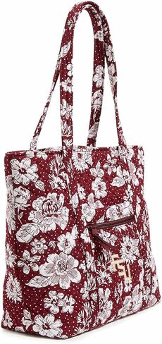 Vera Bradley Cotton Collegiate Vera Tote Bag (Multiple Teams Available), Cardinal/White Rain Garden with University of South Carolina in Saudi Arabia