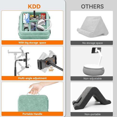 حامل وسادة قرص KDD - 360 درجة قابلة للتعديل وسادة iPad سادة لاب ، وسرير ومكتب - قرص توصيل اللوحية اللوحي مع صينية تخزين وجيب متوافق مع iPad Pro 12.9 ، Air Mini ، Phone ، e -Reader in Saudi Arabia