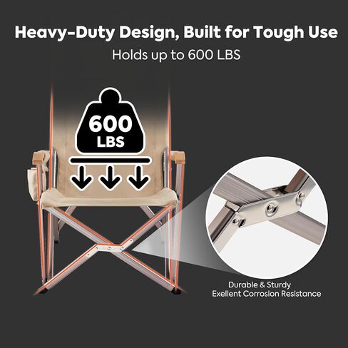 ICECO High Back Camping Chairs for Adults, Heavy Duty Folding Chair for Outside, Portable Outdoor Chairs with Storage Bag, Hold Up 600 LBS Backpack Camping Chair, 10 Years Warranty (Camel) in Kuwait