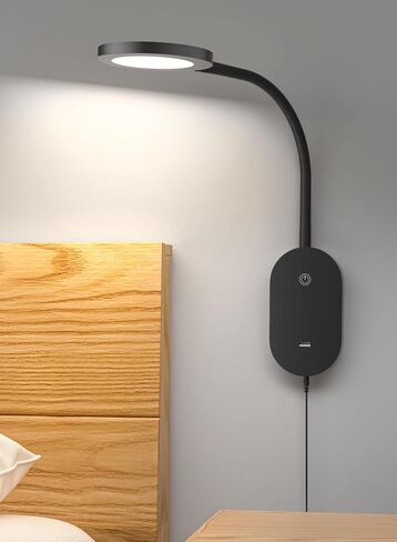 Wall Mounted Reading Light,Book Lights with USB Output, Reading Lamps for Board in 4 Hours Auto-Off, Touch Control Wall Lamp with 5 Dimmable Flexible Gooseneck Bedside Lamps White in Saudi Arabia