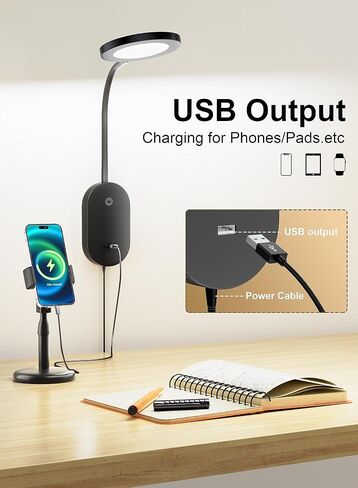 Wall Mounted Reading Light,Book Lights with USB Output, Reading Lamps for Board in 4 Hours Auto-Off, Touch Control Wall Lamp with 5 Dimmable Flexible Gooseneck Bedside Lamps White in Saudi Arabia