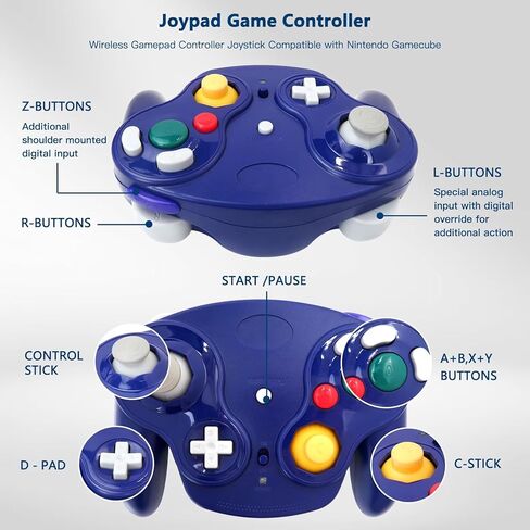 Icelily Upgrade Wireless Game Controller with Adapter Compatible for Nintendo Gamecube Retro GC NGC - Silver in Kuwait