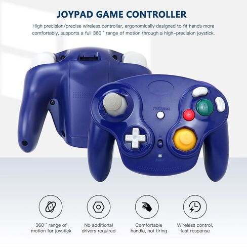 Icelily Upgrade Wireless Game Controller with Adapter Compatible for Nintendo Gamecube Retro GC NGC - Silver in Kuwait