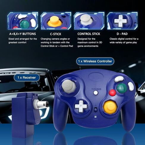 Icelily Upgrade Wireless Game Controller with Adapter Compatible for Nintendo Gamecube Retro GC NGC - Silver in Kuwait