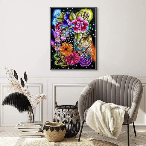 naimoer الفراشة الماس اللوحة الزهور مجموعات للبالغين، diy 5d فراشة الماس اللوحة مجموعات جولة الحفر الكامل الماس الفن مجموعات الزهور صورة الفنون الحرفية للمنزل جدار الفن ديكور 11.8x15.8 بوصة in Kuwait