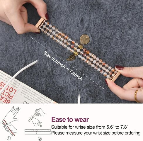 Awsmor Beaded Band متوافق مع Fitbit Versa 4/Versa 3 Bands/Fitbit Sense 2/Sense Bands للنساء ، سوار مراقبة Crystal المصنوع يدويًا للعكس 4 in Kuwait