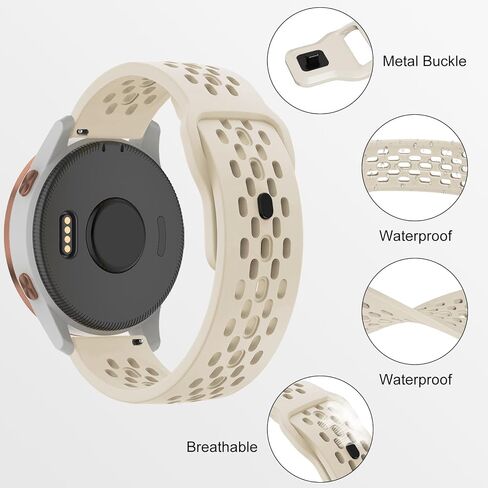 Breathable Bands Compatible with Garmin Venu 3S/Venu 2S/Vivoactive 4S/Vivomove 3S,18mm Silicone Watch Strap Soft Replacement Wristband for Garmin Forerunner 255S/255S Music/265S Women Men in Saudi Arabia