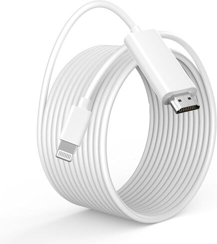 [Apple MFI Certified] iPhone Lightning to HDTV Adapter Cable (6.6 قدمًا بيضاء) ، متوافق مع iPhone 14 13 12 11 Pro ، SE ، XS XR X ، 8 7 iPad iPod ، شاشة Sync على HDTV/Projector/Monitor -لا تحتاج إلى طاقة in Kuwait