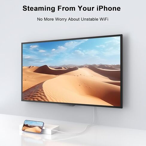 [Apple MFI Certified] iPhone Lightning to HDTV Adapter Cable (6.6 قدمًا بيضاء) ، متوافق مع iPhone 14 13 12 11 Pro ، SE ، XS XR X ، 8 7 iPad iPod ، شاشة Sync على HDTV/Projector/Monitor -لا تحتاج إلى طاقة in Kuwait