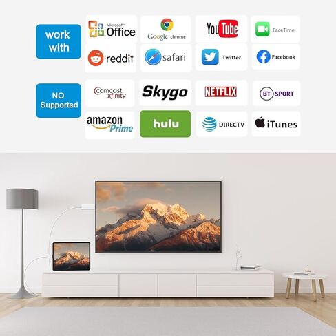 [Apple MFI Certified] iPhone Lightning to HDTV Adapter Cable (6.6 قدمًا بيضاء) ، متوافق مع iPhone 14 13 12 11 Pro ، SE ، XS XR X ، 8 7 iPad iPod ، شاشة Sync على HDTV/Projector/Monitor -لا تحتاج إلى طاقة in Kuwait