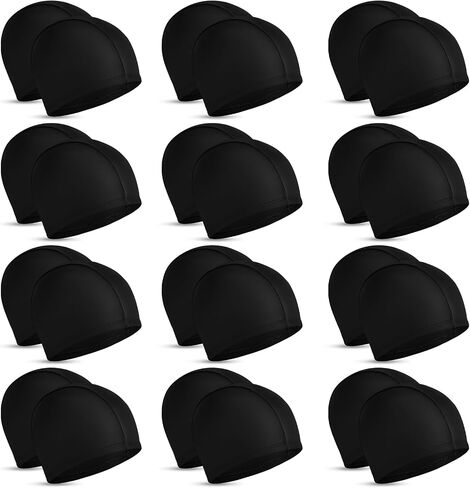 24 Pieces Elastic Swim Cap Bulk Comfortable Fabric Swimming Hat Elasticity Swimming Pool Cap Lightweight Bathing Caps for Women Men Kids Multi Color Unisex, Not Waterproof in Saudi Arabia