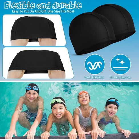24 Pieces Elastic Swim Cap Bulk Comfortable Fabric Swimming Hat Elasticity Swimming Pool Cap Lightweight Bathing Caps for Women Men Kids Multi Color Unisex, Not Waterproof in Saudi Arabia