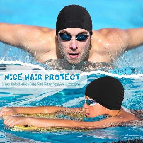 24 Pieces Elastic Swim Cap Bulk Comfortable Fabric Swimming Hat Elasticity Swimming Pool Cap Lightweight Bathing Caps for Women Men Kids Multi Color Unisex, Not Waterproof in Saudi Arabia