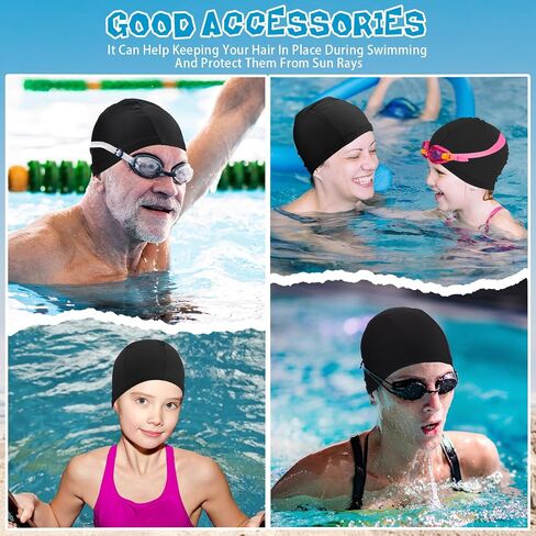 24 Pieces Elastic Swim Cap Bulk Comfortable Fabric Swimming Hat Elasticity Swimming Pool Cap Lightweight Bathing Caps for Women Men Kids Multi Color Unisex, Not Waterproof in Saudi Arabia