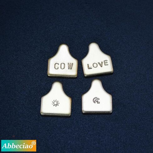 ABBECIAO 1/2 "× 5/8" علامات بقرة صغيرة نحاسية ختم الفراغات علامات أذن الماشية لختم القلادة صنع 14ga. سميكة - حزمة من 12 in Saudi Arabia
