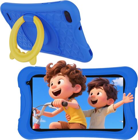 Digliand 7inch Android Kids Tablet ، RAM 4GB+32GB ROM ، وحدة المعالجة المركزية رباعية النواة ، بطارية 3000 مللي أمبير في الساعة (4H) ، حالة مقاومة للأطفال ، تطبيقات تعليمية ، للأطفال الصغار والأطفال 2-12 سنة （الأزرق） in Kuwait