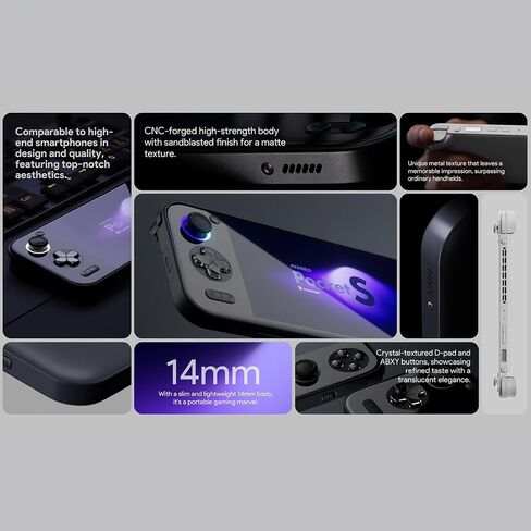 Aya Neo Pocket DMG: وحدة تحكم ألعاب محمولة مع 3.92 "شاشة OLED ، ذاكرة الوصول العشوائي 12 جيجابايت ، تخزين 256 جيجابايت ، Wi-Fi 6 ، Bluetooth 5.3 ، Snapdragon G3x Gen 2 ، Android 13 ، 6000mah بطارية in Saudi Arabia