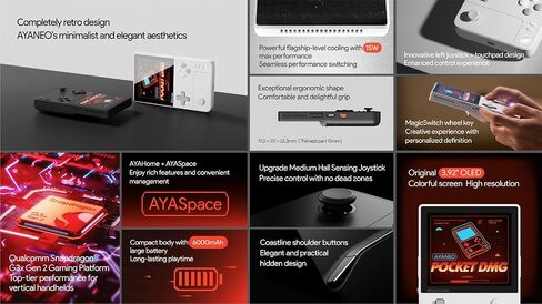AYA NEO Pocket DMG: Handheld Gaming Console with 3.92" OLED Display, 12GB RAM, 256GB Storage, Wi-Fi 6, Bluetooth 5.3, Snapdragon G3x Gen 2, Android 13, 6000mAh Battery in Saudi Arabia