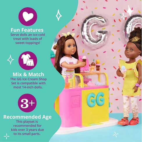 Glitter Girls – 14-inch Poseable Doll Set – Brown Hair & Brown Eyes – Christmas Tree, Holiday Ornaments & Outfit – Toys for Kids 3 Years+ – Eve & GG Holiday Tree Playset in Kuwait