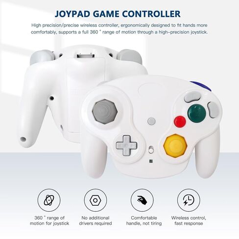 Icelily ترقية وحدة التحكم اللاسلكية مع جهاز استقبال متوافق مع Nintendo Gamecube - White in Kuwait
