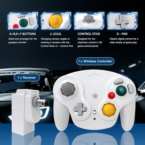 Icelily ترقية وحدة التحكم اللاسلكية مع جهاز استقبال متوافق مع Nintendo Gamecube - White in Kuwait