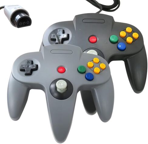 Amour Preserveyy 2025 New 2 Pack Classic for N64 Controller ، Wired for N64 Uperved Bownstick for N64 Video Game Console (Black & Gray) in Kuwait