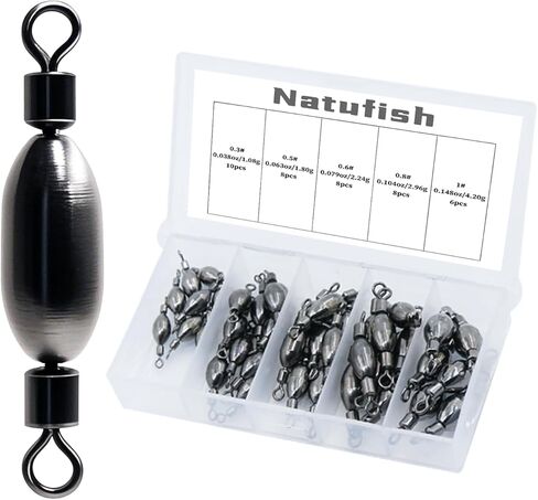 Fishing Sinkers – Bullet Weights, Drop Shot Weights, Bank Fishing Weights with Quick-Change Swivel for Saltwater/Freshwater – Brass Lead Weights Fishing Kit for Bass, Catfish in Kuwait