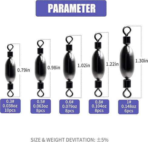 Fishing Sinkers – Bullet Weights, Drop Shot Weights, Bank Fishing Weights with Quick-Change Swivel for Saltwater/Freshwater – Brass Lead Weights Fishing Kit for Bass, Catfish in Kuwait