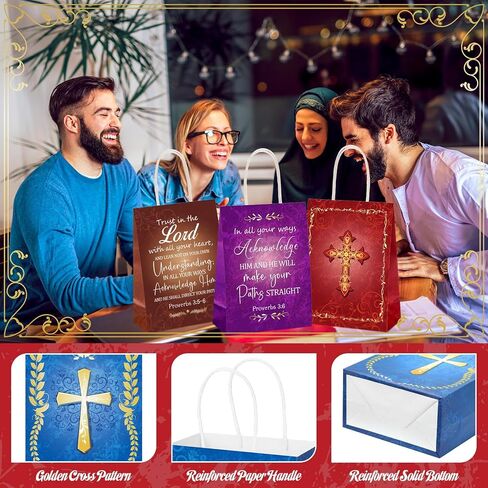 Sinload 100 قطعة من أكياس الهدايا الدينية، أكياس هدايا عيد الأب المسيحي السائبة، أكياس هدايا آية من الكتاب المقدس، حقيبة هدايا تأكيدية، هدايا الكنيسة لعيد الأب، لوازم حفلات الأب، مدرسة الأحد المعمودية in Saudi Arabia