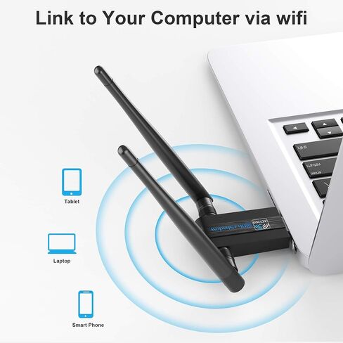 Blueshadow AC1300 USB WiFi Adapter-2.4G/5G محول الشبكة اللاسلكية مزدوجة النطاق المزدوج لأجهزة الكمبيوتر الشخصية ، MU-MIMO WiFi Dongle ، USB 3.0 ، يدعم Windows11/10/8/7/Vista/XP ،/Mac OS X 10.5.15 in Kuwait