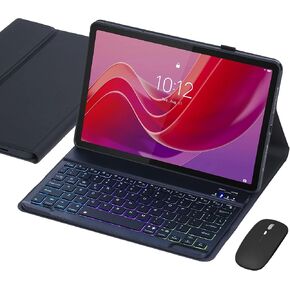 Keyboard Case for Lenovo Tab M11/Tab K11 LTE 2024 11 Inch TB330FU/TB330XU, Backlit Wireless Bluetooth Keyboard with Mouse, Slim Protective Cover & Multi-Angles Viewing Stand (Purple)