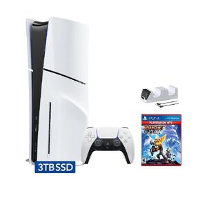 PlayStation 5 Slim Disc 3TB SSD Edition Bundle with Ratchet and Clank and C-Gamers Dual-Controller Charger - PS5, White [video game] [video game] [video game] [video game] [video game] [video game] [video game] [video game] [video game] [video game] [vide