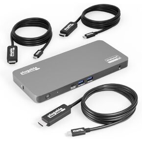 Plugable 5 Monitor USB-C Docking Station with 140W Power + 3X USB-C to HDMI 4K@60Hz Cables (6ft) - Complete Multimonitor Dock Bundle for Mac and Windows