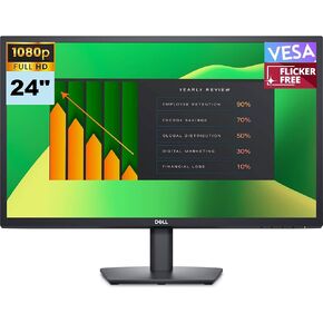 Dell E2423H Flicker Free Monitor ، 24 "FHD VA (1920x1080) 60 هرتز شاشة مضادة للهدوء ، 1 X Displayport ، 1 X VGA ، VESA Mount (100x100mm) ، مثالي للمنزل والأعمال ، اللون الأسود (2025 نموذجًا) (متجدد)