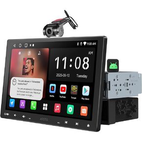 10.1 "Qled Android Single & Double Din Car Stereo مع Dash Cam ، 2G+32G اللاسلكي Carplay Android Auto Floating Qled Touchscreen Car Radio وكاميرا DVR 1080p ، WiFi/Bluetooth ، A5L