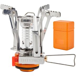 Portable Camping Stove with Piezo Ignition | 3000W Windproof Backpacking Stove | Compact Gas Burner for Butane/Propane Mix | Stable Support for 1-3 Person Outdoor Cooking