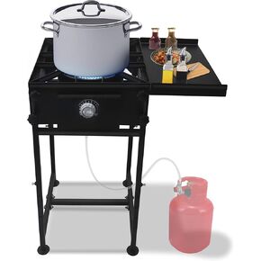 3 Burner Propane Stove -225,000 High btu Propane Burner Camping Stove,Carbon Steel 3 Burner Camp Stove Outdoor Stove Propane W/Wind Panel & CSA-Approved 0-20 PSI Regulator & Hose for Brewing & Cooking