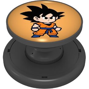 for Phone Grip Holder, Soft Silicone Finger Grip for iPhone, Interchangeable Tops, Sticky Pads for Base, Black (Goku)