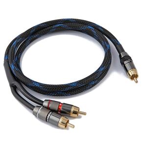 Pure Copper high Fidelity AV to 2AV Cable Amplifier Connected to Active Speaker AV1to2 AV car subwoofer Cable(6.6FT)