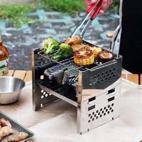 Rocket Stove Camping Wood Stove for Cooking Portable Removable Wood Mini Burning Stove, Ultralight and Compact Stove for Backpacking, Camping, BBQ, and Survival(7.4"x9.3")