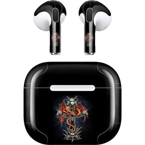 Skinit Decal Audio Skin Compatible with Apple AirPods (3rd Gen, 2021) - Sarah Richter Gothic Dragon & Skull Cross by Sarah Richter Design