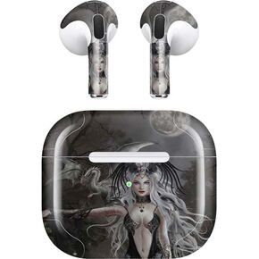 Skinit Decal Audio Skin Compatible with Apple AirPods (3rd Gen, 2021) - Nene Thomas Gothic Princess with Silver Dragon by Nene Thomas Design