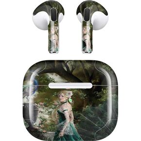 Skinit Skinit Audio Audio Skiner مع Apple Airpods (الجنرال الثالث ، 2021) - Nene Thomas امرأة مع الطاووس بواسطة Nene Thomas Design