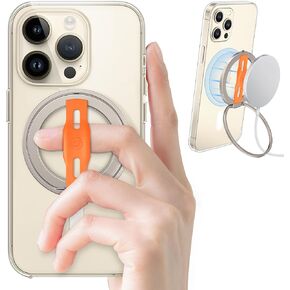 EWA MagOne 2nd Gen Phone Grip Stand with Replaceable Silicone Finger Strap, Removable Magnetic Ring Holder Kickstand Loop, Accessories for 15, 14, 13 Pro/Max/Plus