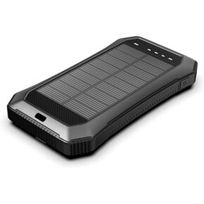 Solar Power Bank 10000mAh - Phone Charger with 20 LED Lights, Fast Charging for 3 Devices, Solar Phone Charger, Power Bank for Camping, Travel & Emergencies