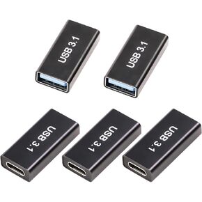 BETU 5𝐏𝐚𝐜𝐤 𝐔𝐩𝐠𝐫𝐚𝐝𝐞𝐝 USB Female to C Female Adapter, 10GB-Usb3.1 to C Adapter Connector, Bi-Directional High Speed USB Extension Connector Support Charge & Data Sync