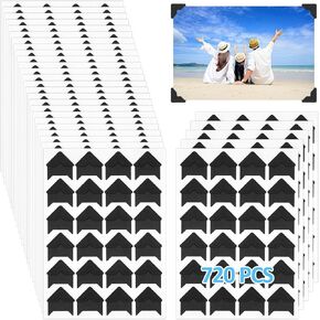 720 Pcs Photo Corners Self Adhesive, Acid Free Picture Corners for Scrapbooking, Photo Corners for DIY Scrapbooking, Photo Album, Memory Books, Diary (Black)