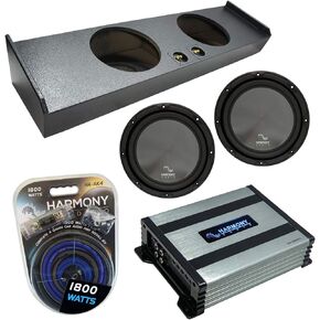 Harmony Audio Compatible with 2009-2020 Ford F-150 Super Crew Truck Harmony Bundle R124 Dual 12" Loaded Rhino Coated Sub Box Bundle with HA-A400.1 Amp & Install Kit